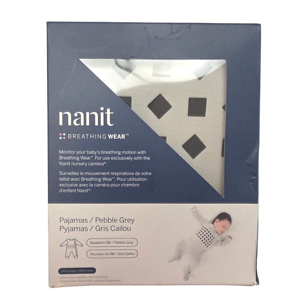 Nanit Breathing Wear Pajamas Pebble Grey Newborn 0M 201020ZCPJ NEW